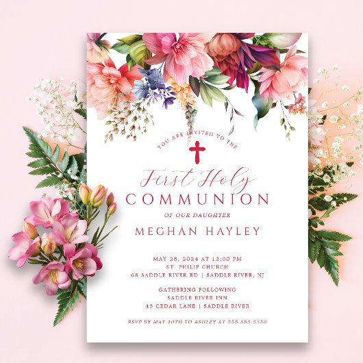 Pure Elegance Girls First Communion Invitation