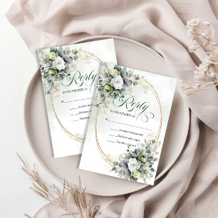 Pure Elegantie Botanische Groen Witte Eucalyptus RSVP Kaartje