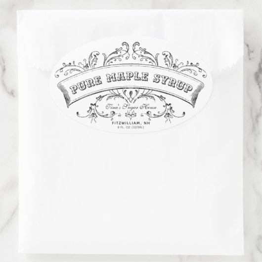 Pure esdoornsiroop Oud Modieus Scroll Label (Tas)
