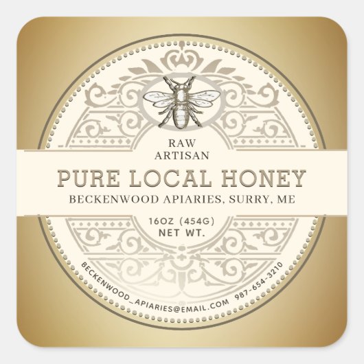 Pure Étiquette orné de miel local avec dégradé d'o (Devant)