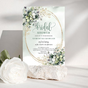 Pure Garden Eucalyptus Goud Bruiloft Uitnodiging