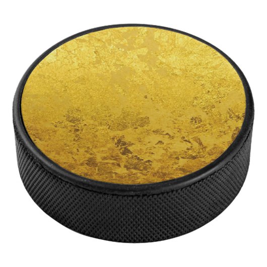 PURE GOLD LEAF Patroon + jouw tekst / foto Hockey Puck (3/4)