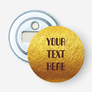 PURE GOLD Papierpatroon + jouw tekst Button Flesopener