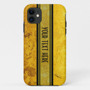 PURE GOLD-patroon / goudblad + jouw tekst iPhone 11 Hoesje