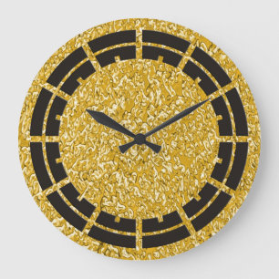 PURE GOLD Splatter Pattern + uw afbeelding Grote Klok