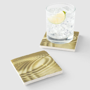 PURE GOLDEN WAVES soft Pattern + jouw tekst/foto Stenen Onderzetter