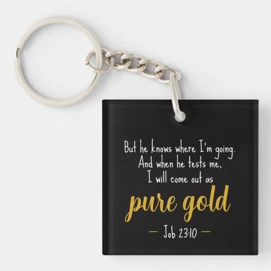 Pure Goud Job 23:10 Bijbel Sleutelhanger (voorkant)
