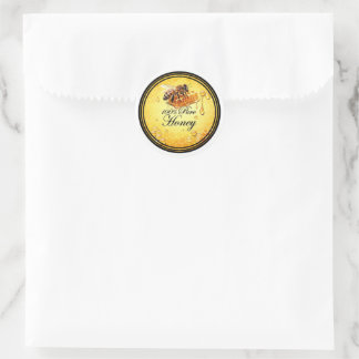 🍯 Pure Gouden Honing – Bij & Honingraat Premium S Ronde Sticker