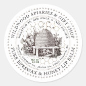 Pure Honey and Beeswax Lip Balm  Skep Ronde Sticker (Voorkant)