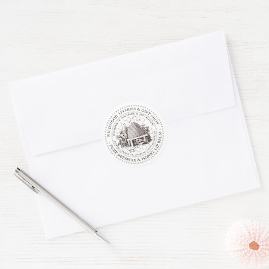 Pure Honey and Beeswax Lip Balm  Skep Ronde Sticker (Envelop)