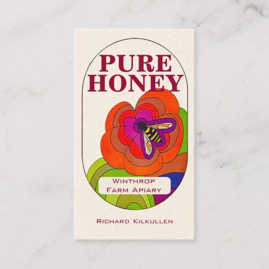Pure Honey Pop Art Flowers Visitekaartje (Voorkant)