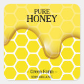 Pure Honey sticker met gele honingraten (Voorkant)