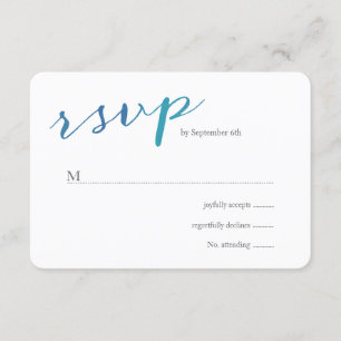 Pure Liefde Waterverf Bruiloft RSVP / Ocean Blue Kaartje