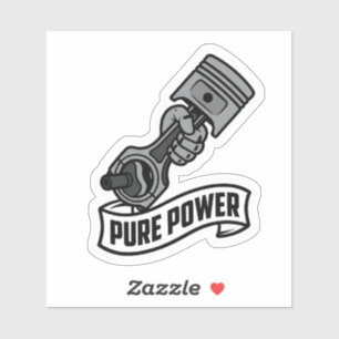 Pure Power Piston Biker Hand Motorfiets Vinyl Sticker
