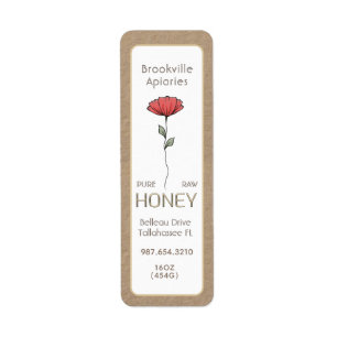 Pure Raw Honey Label Kraft en White met Flower