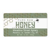 Pure Raw Honey Schattige Bee Crossing Gold Honingr Etiket (Voorkant)