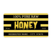Pure Ruwegouden Honing Gestreepte Etiket (Voorkant)