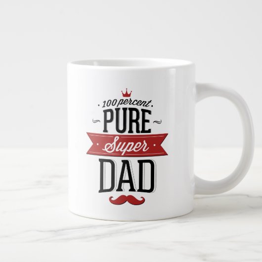 Pure Super Dad Mustache Red en Black Extra Grote Mok (Rechts)