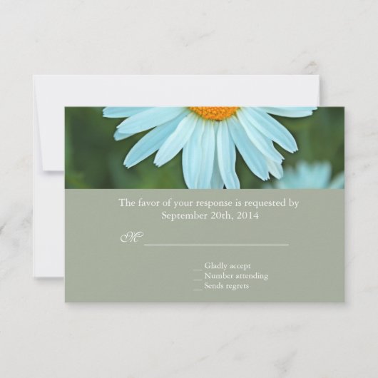 Pure white daisy flower bruiloft RSVP (Voorkant)