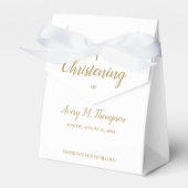 Pure white gold cross Script Christening Bedankdoosjes (Voorkant Zijde)