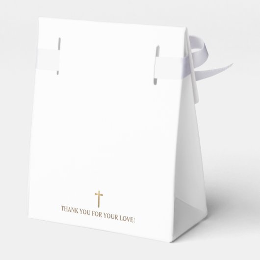 Pure white gold cross Script Christening Bedankdoosjes (Achterkant)