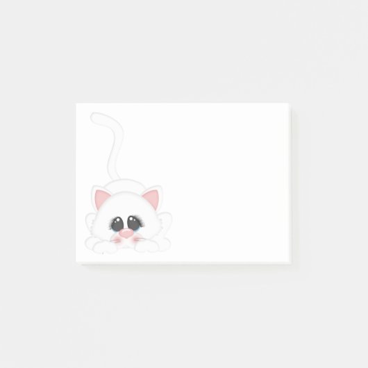 Pure White Kitty Cat Pspelen Post-it® Notes (Voorkant)