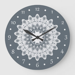Pure White Lace Mandala Grote Klok