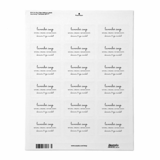 Pure White Simple Soap Labels (Full Sheet)