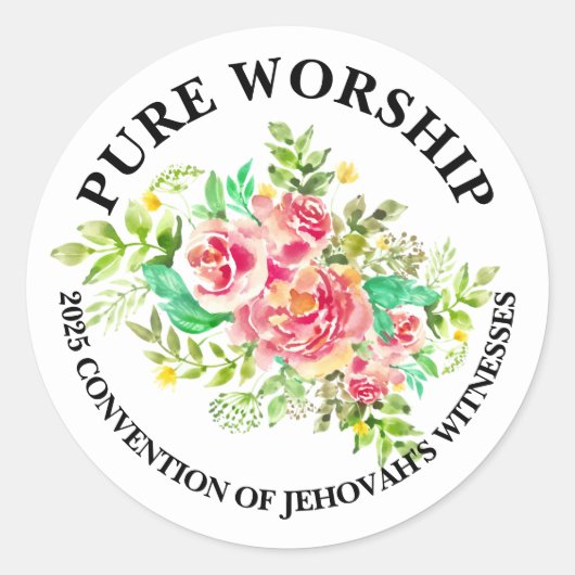 Pure Worship 2025 Convention JW Envelope Ronde Sticker (Voorkant)