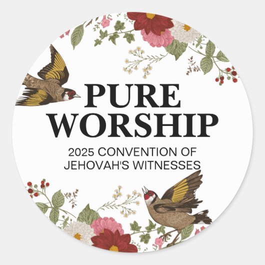Pure Worship 2025 Convention JW Envelope Ronde Sticker (Voorkant)