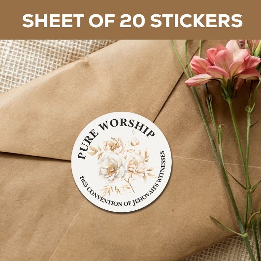 Pure Worship 2025 Convention JW Envelope Ronde Sticker