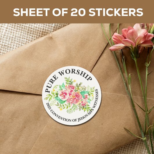 Pure Worship 2025 Convention JW Envelope Ronde Sticker