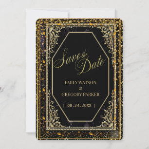 Pure zwarte en gouden elegantie , save the date