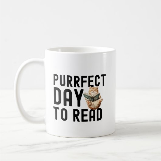 Purfect dag om grappige boekenwurm kat citaat te l koffiemok (Links)