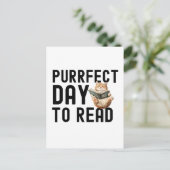Purfect Day to Read Cat Bookworm Quote Briefkaart (Staand voorkant)