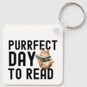 Purfect Day to Read Cat Bookworm Quote Sleutelhanger (Achterkant)