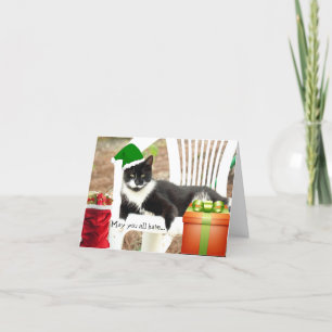 Purfect Kerst Fluffy Nieuwjaar Gevouwen Kat Kaart