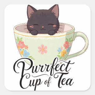 Purfect kopje thee vierkante sticker