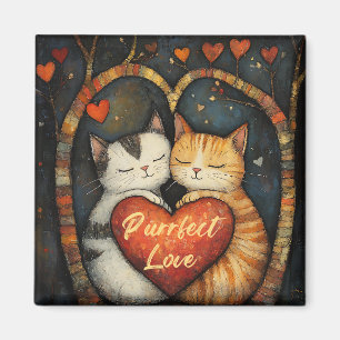 Purfect Love Een Gezellige Kat Omarm Kunstwerk Magneet