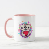 Purfect Love: Kawaii paar katten met hart Mok (Links)