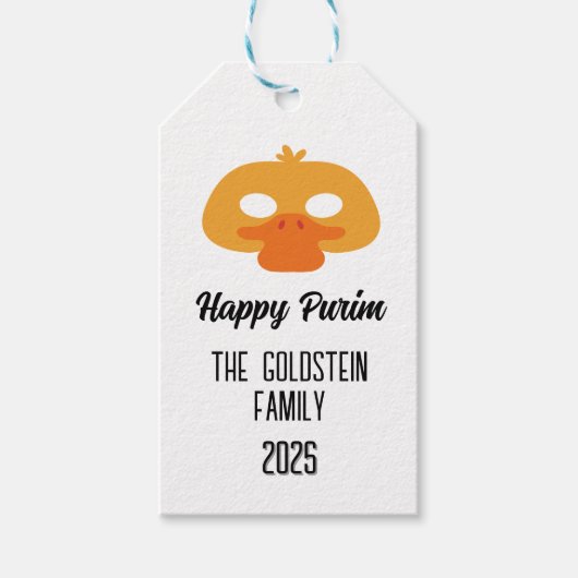 Purim eendenmasker maskerade kostuum cadeaulabel (Voorkant)