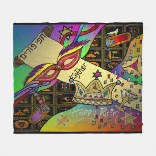 Purim Esther Celebration Art Print Fleece Blanket