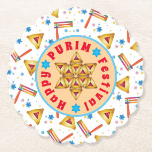 Purim Festival Jewish Holiday Gifts Hamantaschen Kartonnen Onderzetters