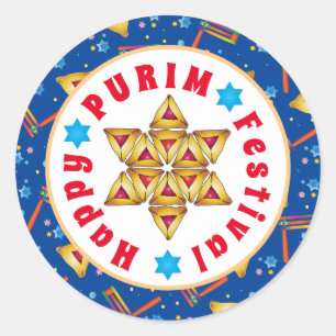 Purim Festival Jewish Holiday Gifts Hamantaschen Ronde Sticker