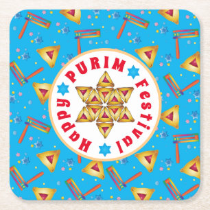 Purim Festival Jewish Holiday Gifts Hamantaschen Vierkante Kartonnen Onderzetter