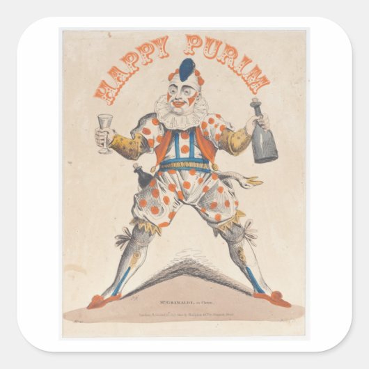 Purim. Fijne Clown. Lechaim Vierkante Sticker (Voorkant)