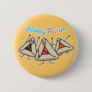 Purim hamantaschen gebakje Sameach Oznei Haman Ronde Button 5,7 Cm