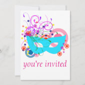 Purim Mask et Swirls Invitation (Devant)