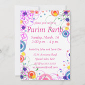 Purim Mask et Swirls Invitation (Dos)