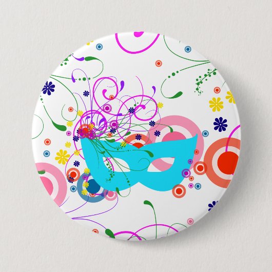 Purim Mask Ronde Button 7,6 Cm (Voorkant)
